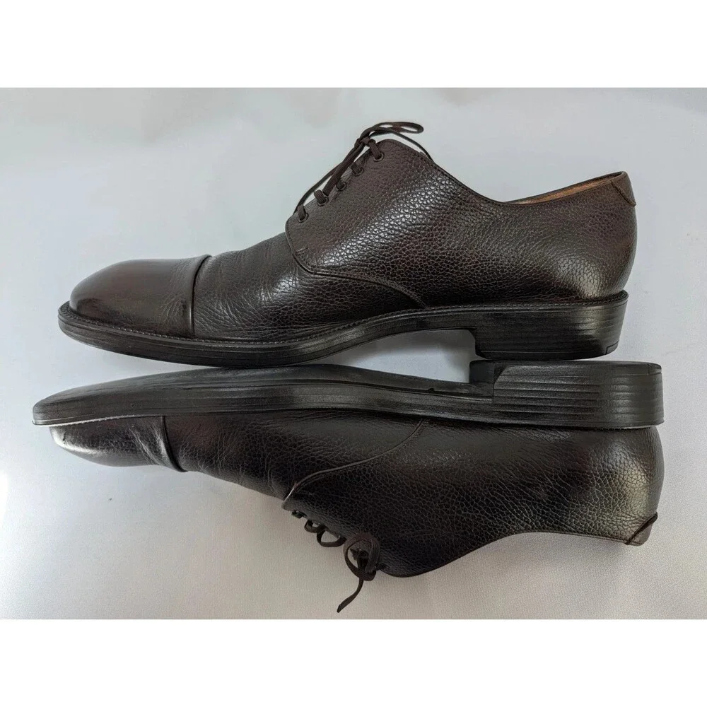 SALVATORE FERRAGAMO Mens Size 13D Brown Pebble Grain Leather Derby Shoes US